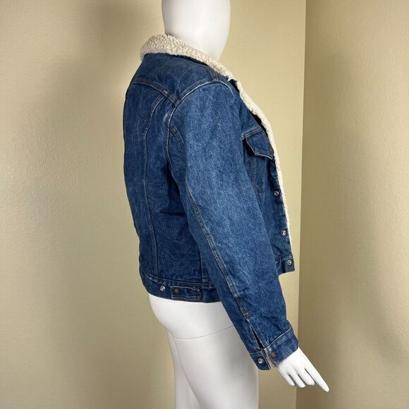 Levi’s San Fransisco Vintage Unisex Size XL Denim Sherpa Trucker Jean Jacket USA - Picture 10 of 16